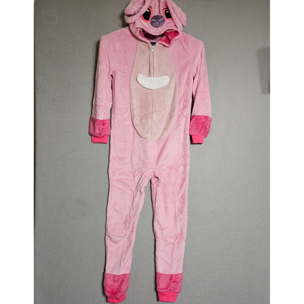 Angel Experiment 624 Pink Fleece Hooded Jumpsuit Pajamas Kids 9-10Y Stitch